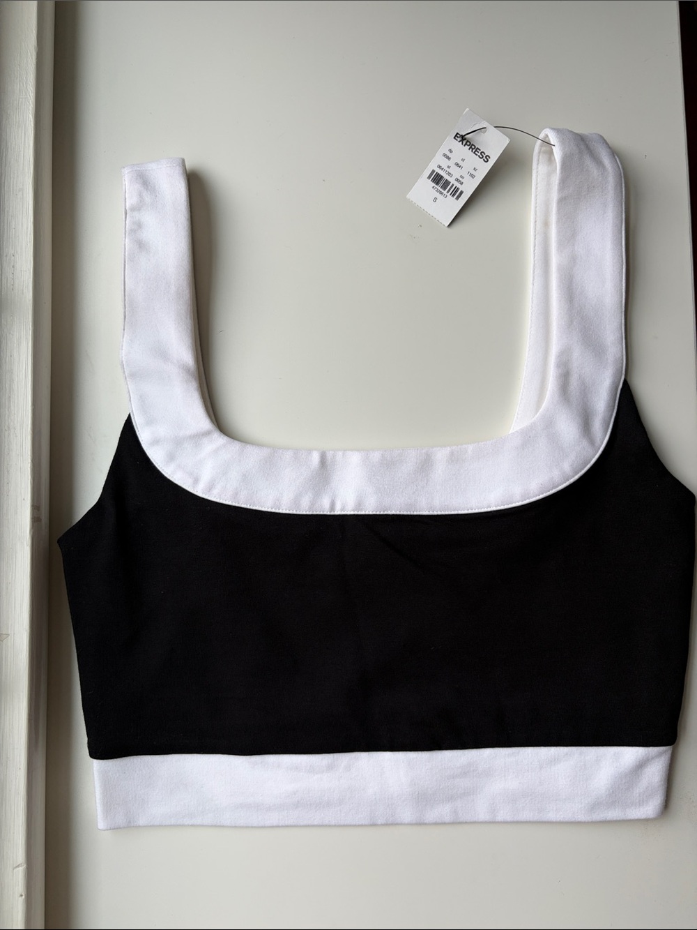 Black Crop Tank with White Trim